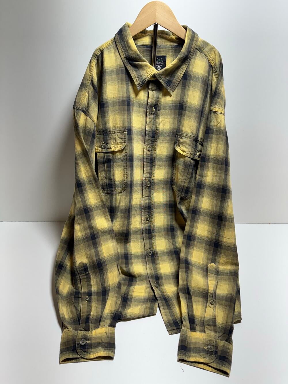 Redhead Men’s Button Front Plaid Yellow Black Long Sleeve Shirt Sz 2XL Western
